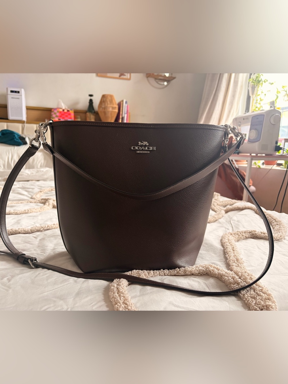 Coach chocolate Brown Leather Bucket Bag